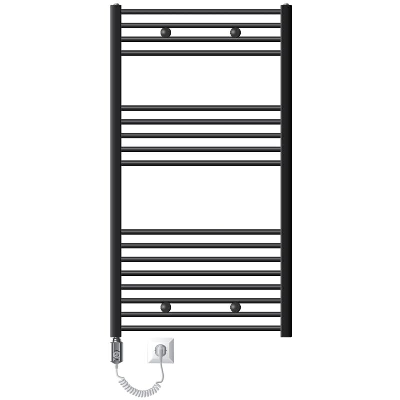 Luxebath - Ecd Germany Badheizkörper Elektrisch 750 X 1200 Mm Anthrazit Gerade Mit Seitenanschluss Inkl. Heizstab 900w Chrom Große Leistung -