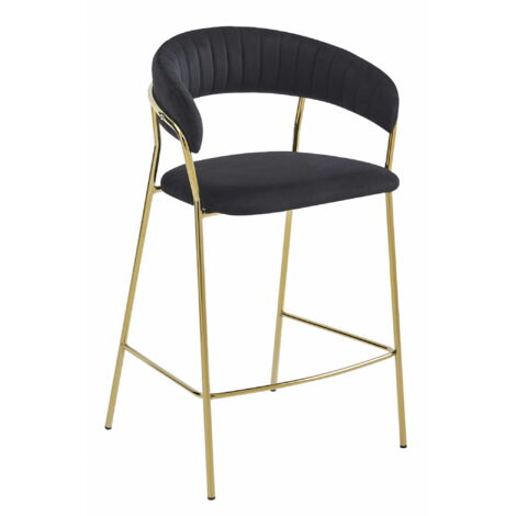 BADIA Hocker – schwarzer Samt / goldene Beine x 1