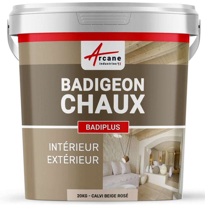 Arcane Industries - Badigeon à la chaux décoration intérieure extérieur maison badiplus - 20 kg (jusqu'à 100 m²) Calvi Beige Rosé