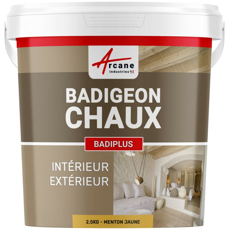 Arcane Industries - Badigeon à la chaux décoration intérieure extérieur maison badiplus - 2.5 kg (jusqu'à 12.5 m²) Menton Jaune