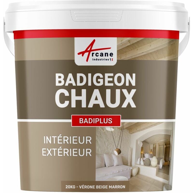 Arcane Industries - Badigeon à la chaux décoration intérieure extérieur maison badiplus - 20 kg (jusqu'à 100 m²) Vérone - Beige Marron
