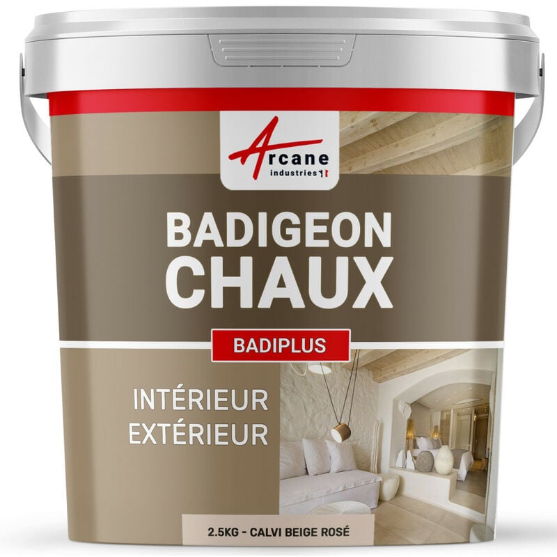 Arcane Industries - Badigeon à la chaux décoration intérieure extérieur maison badiplus - 2.5 kg (jusqu'à 12.5 m²) Calvi Beige Rosé