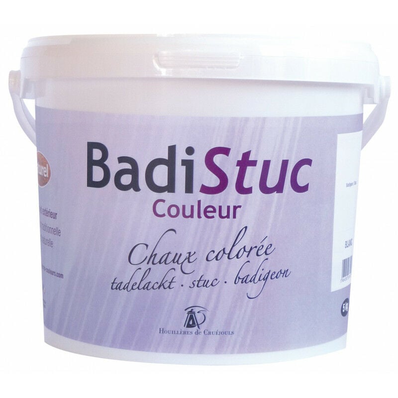 Badistuc blanc teintable pour badigeons & enduit stuc - seau de 5 kg - Houillères de Cruéjouls Seau de 5Kg