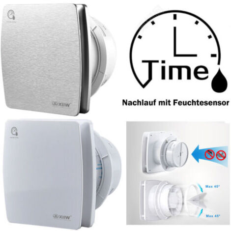Badlüfter Küche WC Wandlüfter Ventilator Mit Rückflussleitblech, Ultra-leise, Einbaulüfter Abluft 100mm, Timer, Feuchtesensor, Weiß