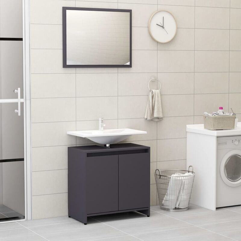 Badmöbel-Set Grau Spanplatte454-A