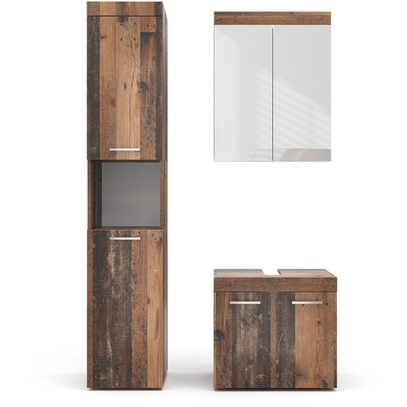 Vicco - Badmöbel-set Luna, Oldstyle, 3 Teile, Mit Hochschrank