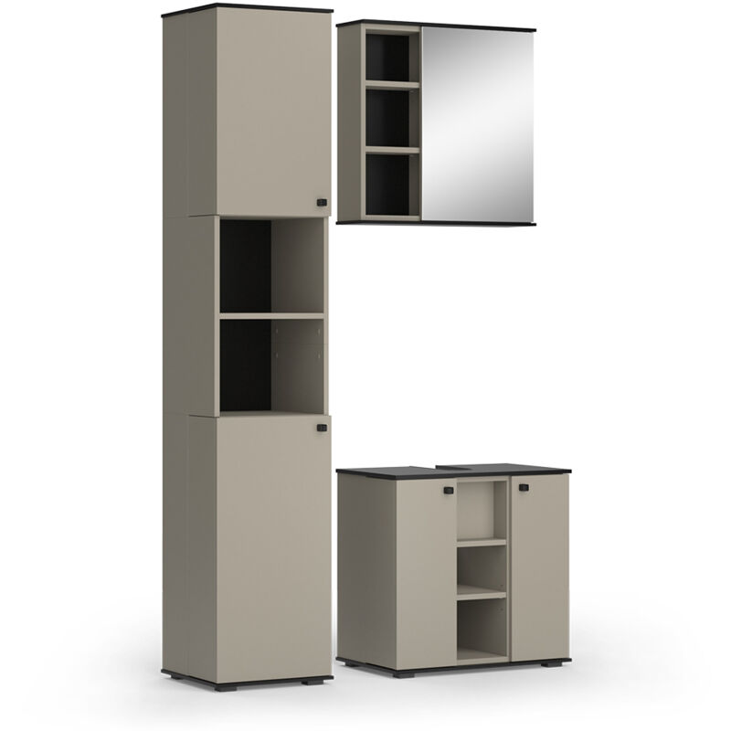 Badmöbel-set Joli, Greige, 3 Teile, Mit Hochschrank, Vicco