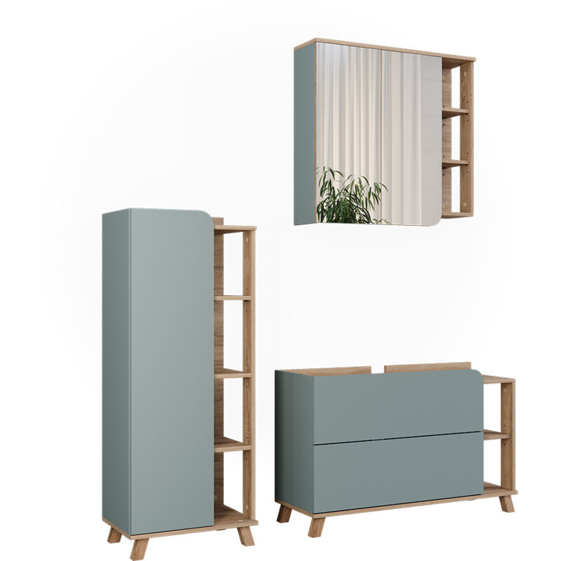 Vicco - Badmöbel-set Karen, Sonoma/blau, 3 Teile