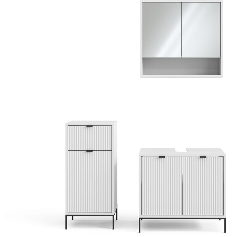 Vicco - Badmöbel-set Eliza, Weiß, 3 Teile, Mit Midischrank