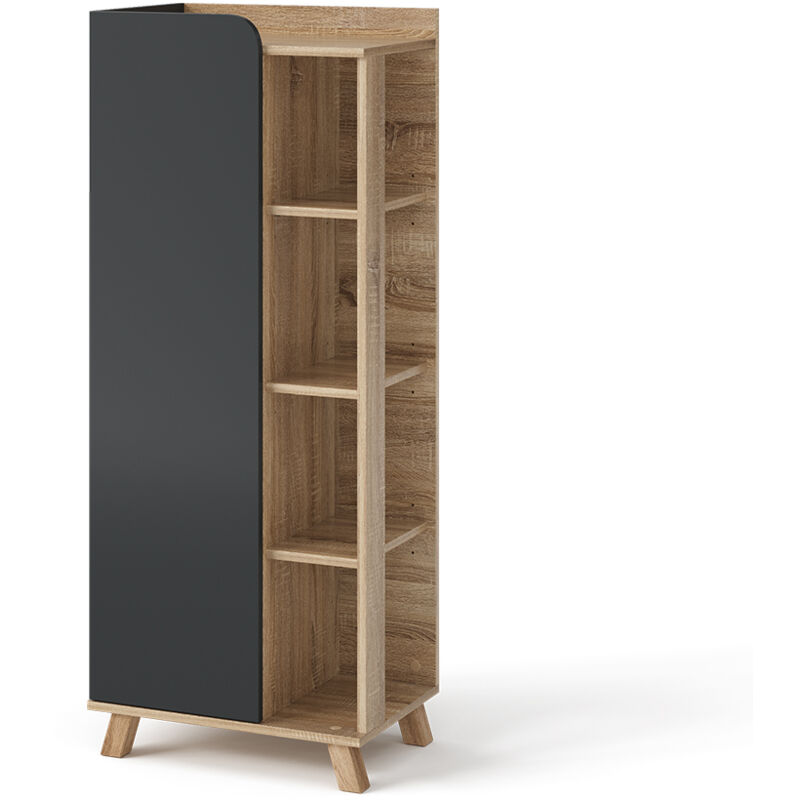 Midischrank Karen, Anthrazit, 50 X 128 Cm Mit Tür Und Offenen Fächern Vicco