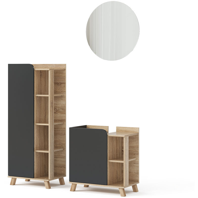 Badmöbel-set Karen, Anthrazit, 3 Teile Vicco
