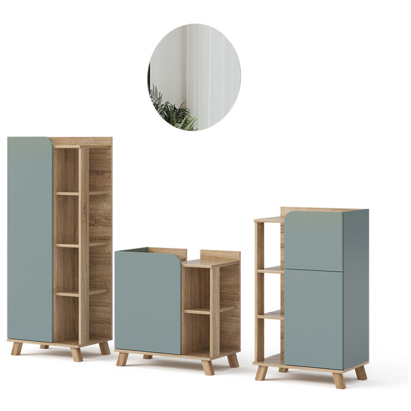 Vicco - Badmöbel-set Karen, Blau-grau, 4 Teile