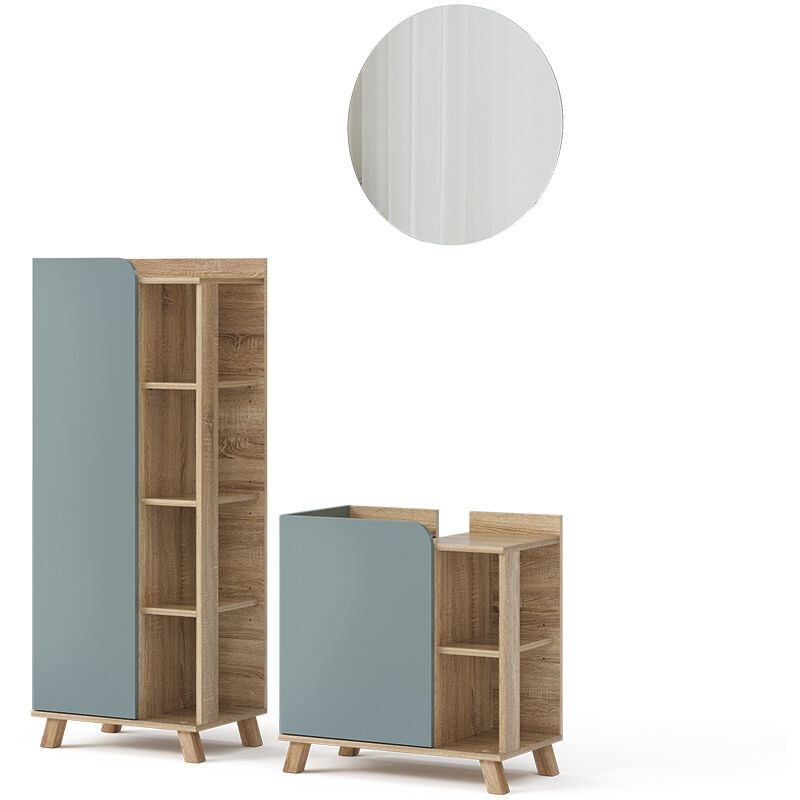 Badmöbel-set Karen, Blau-grau, 3 Teile Vicco