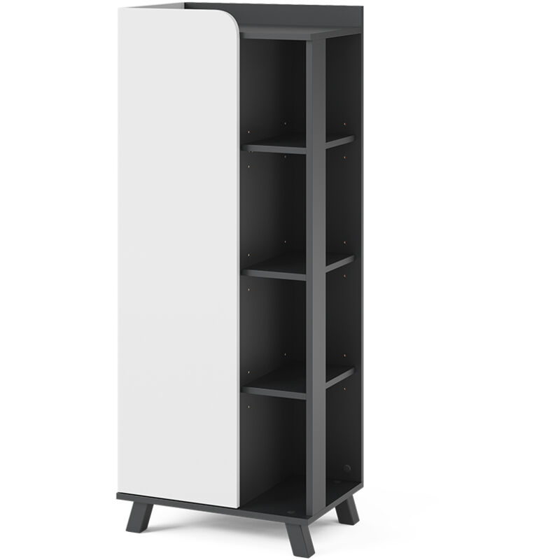 Midischrank Karen, Anthrazit/weiß, 50 X 128 Cm Mit Tür Und Offenen Fächern, Vicco