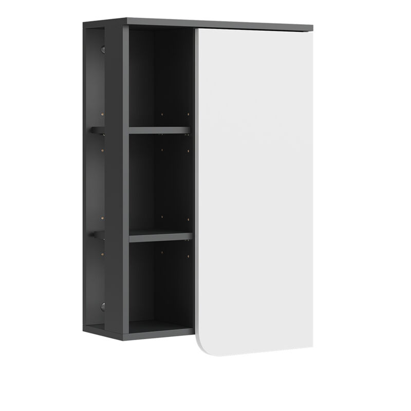 Vicco - Badschrank Karen, Anthrazit/weiß, 50 X 75 Cm Mit Tür Und Offenen Fächern