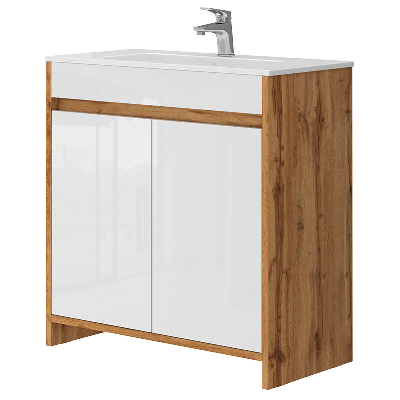 Vicco - Waschbeckenunterschrank Lemgo, Goldkraft Eiche, 2 Teile