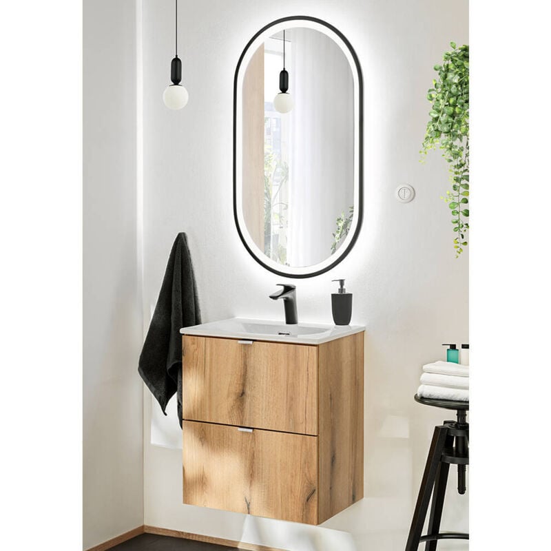 Ensemble de meubles de salle de bain newport 50 x 57 x 39 cm effet chêne [en.casa]