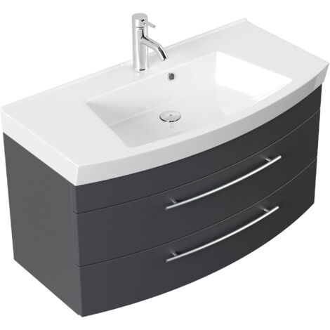 Badmöbel Bella 100 mit runder Front SoftClose anthrazit