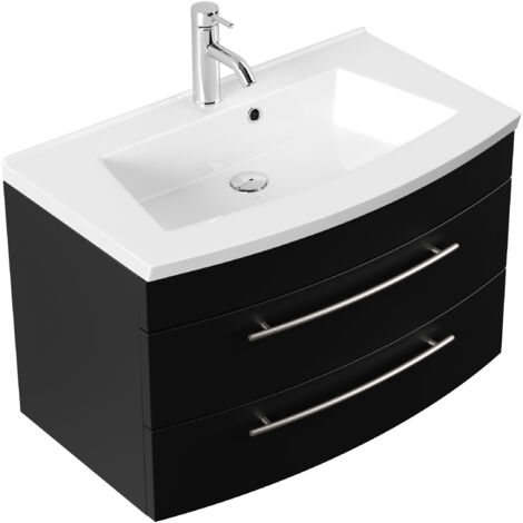Badmöbel Bella 80 mit runder Front SoftClose schwarz
