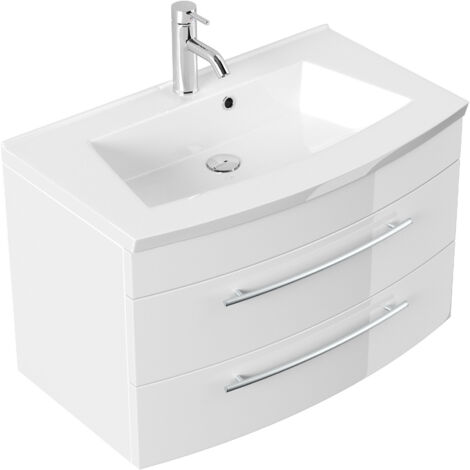 Badmöbel Bella 80 mit runder Front SoftClose weiss hochglanz