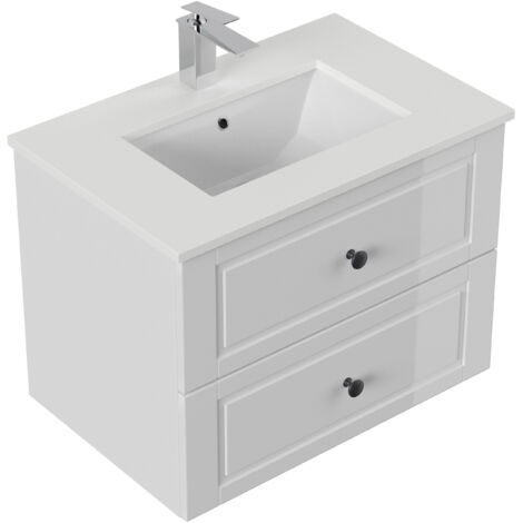Badmöbel Ely 70 Cottage weißes Quarz SoftClose weiss hochglanz