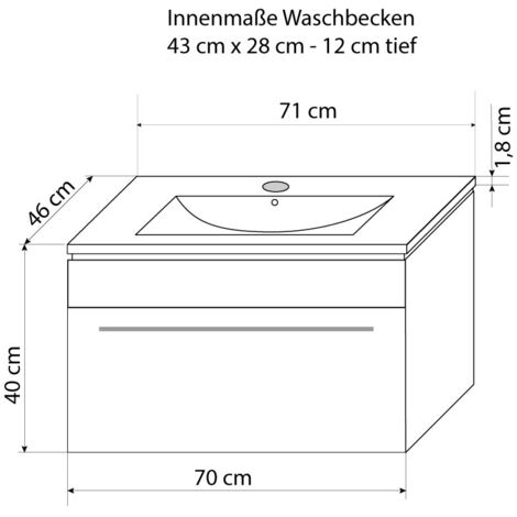 Badmöbel Gently 3 V1 Weiß 70cm + Leuchtspiegel LSP09 beheizt