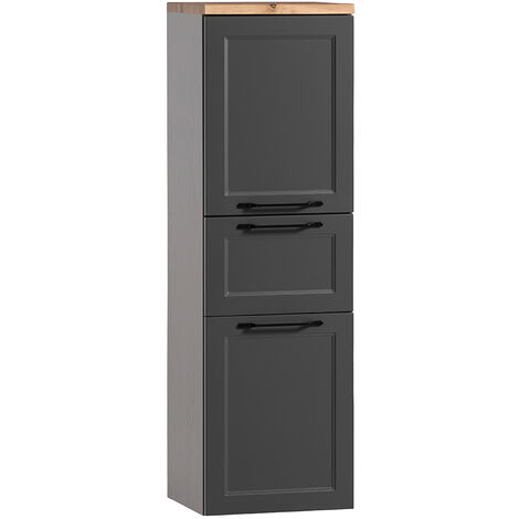 Badmöbel Midischrank in dunkelgrau MARLING-03, B/H/T ca. 40/130/35 cm