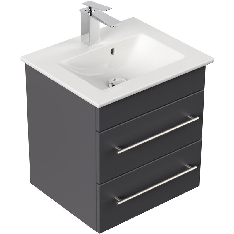Badmöbel mit Villeroy Boch Venticello Waschbecken 50 cm 2 Schubladen anthrazit Anthrazit seidenglanz  - Onlineshop ManoMano