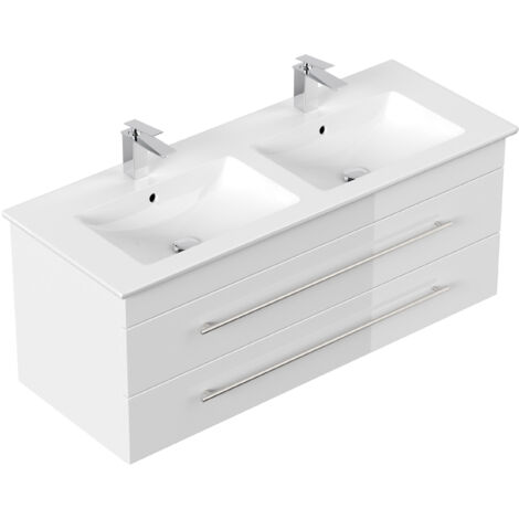 Badmöbel mit Villeroy und Boch Venticello Waschbecken 130 cm Doppel Weiss