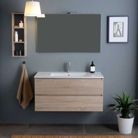 Badmöbel Mit Waschbecken 120Cm Mit Schubladen Natur Eiche  Berlin