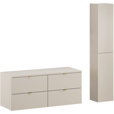 Badmöbel Set 2-teilig mit 120 cm Waschtischunterschrank in kaschmir matt DURANGO-56