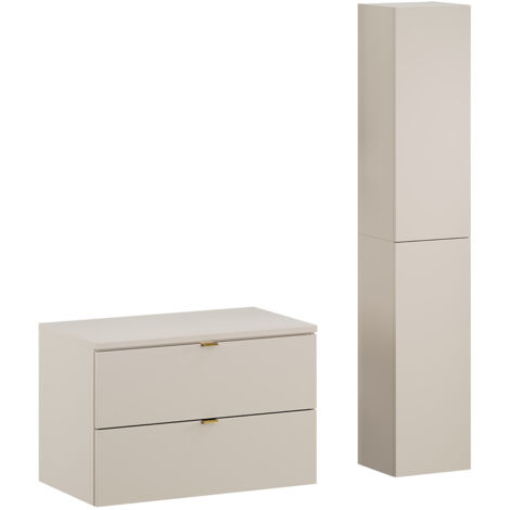 Badmöbel Set 2-teilig mit 80 cm Waschtischunterschrank in kaschmir matt DURANGO-56