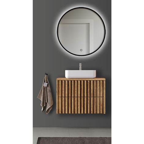 Badmöbel Set 2-teilig Waschtisch 80 cm Eiche Desio-107