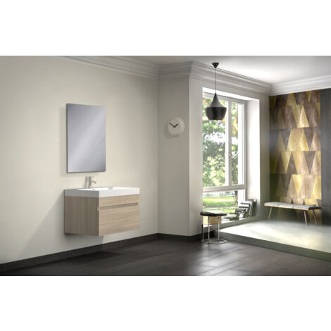 Badmöbel Set 2tlg Spiegel Waschtisch 70 cm sonomaeiche PARMA