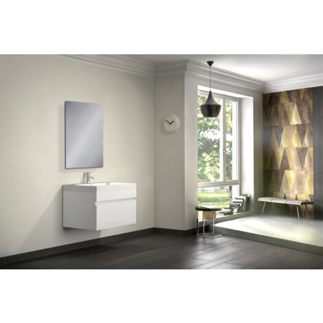 Badmöbel Set 2tlg Spiegel Waschtisch 70 cm weiß Hochglanz PARMA