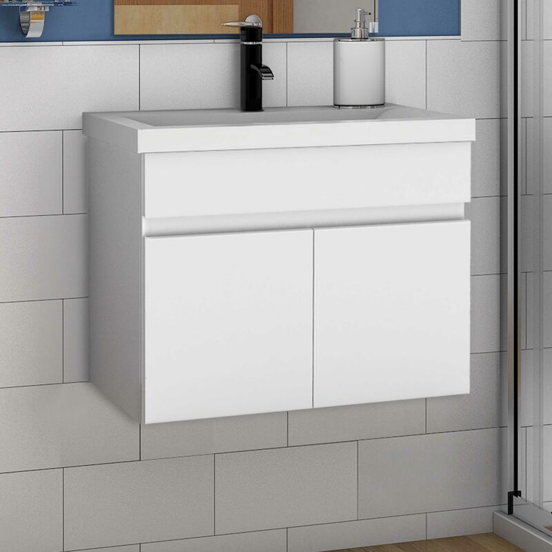 Badmöbel Set 80cm Badezimmer Waschtisch mit Unterschrank Weiß Matt  - Onlineshop ManoMano