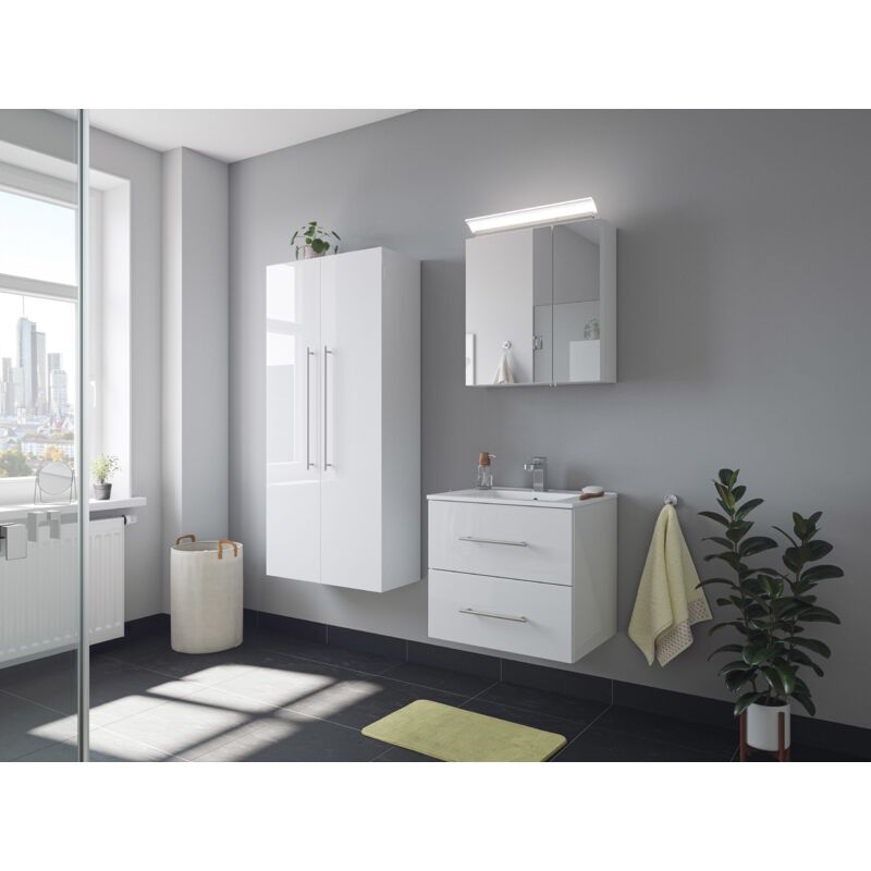 

Set de mueble de baño Firenze 60 (4 part./C) Blanco brillante y armario espejo