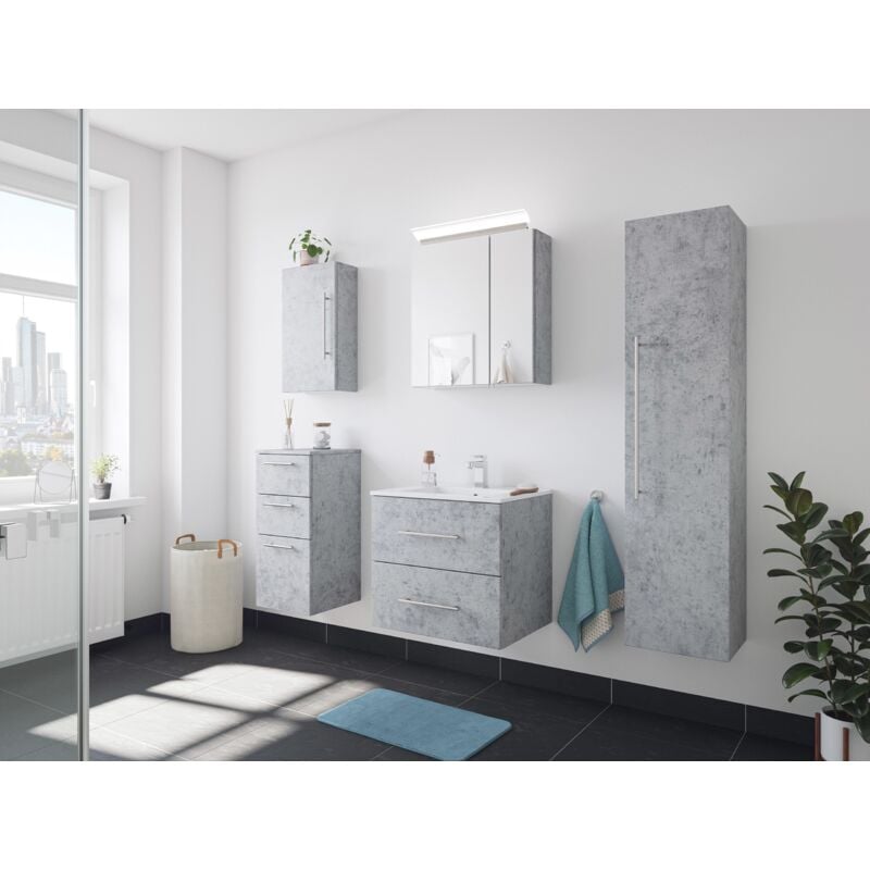 

Set de mueble de baño Firenze 60 (5 part./C) Roble claro y armario espejo