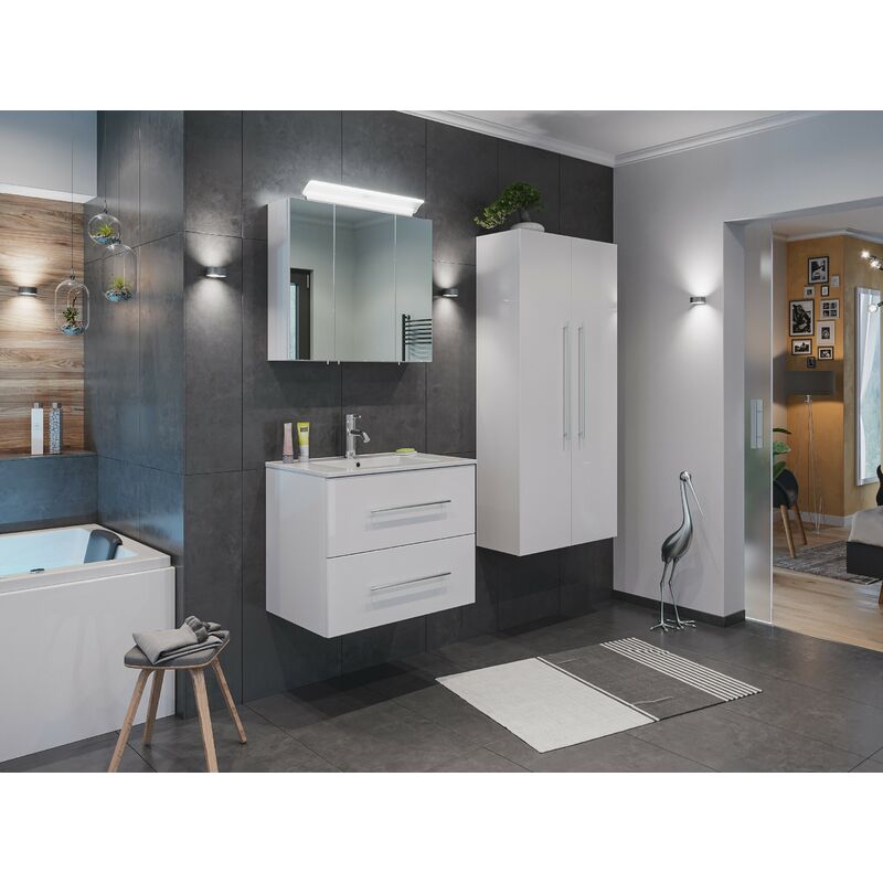 

Emotion - Set de mueble de baño Firenze 70 (4 part./C) Blanco brillante y armario espejo