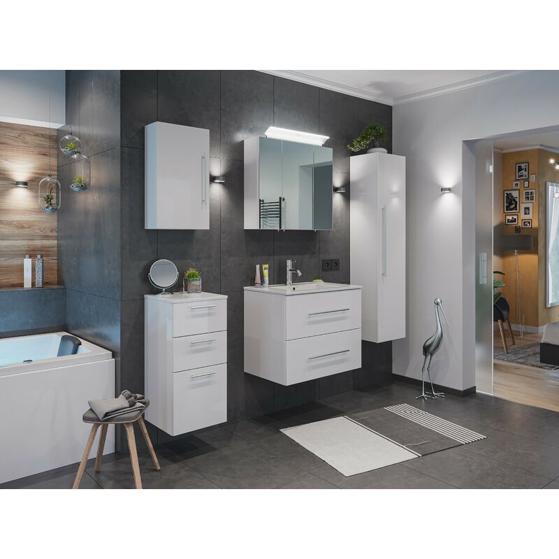 

Emotion - Set de mueble de baño Firenze 70 (5 part./C) Blanco brillante y armario espejo