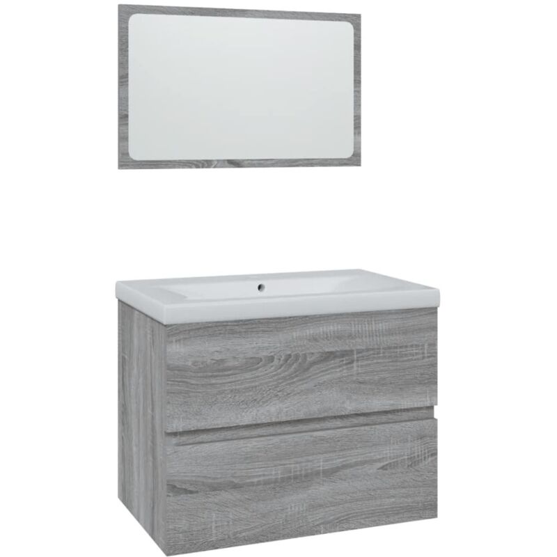 Badmöbel-set Grau Sonoma Holzwerkstoff Vidaxl 696504
