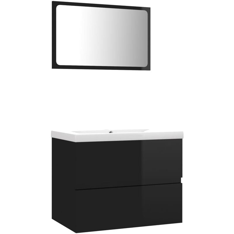 Vidaxl - Badmöbel-Set Hochglanz-Schwarz Spanplatte - Schwarz