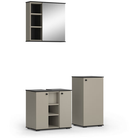 Badmöbel-Set Joli, Greige, 3 Teile, mit Midischrank, Vicco
