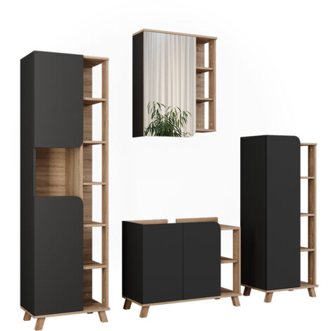 Badmöbel-Set Karen, Sonoma/Anthrazit, 4 Teile, Vicco