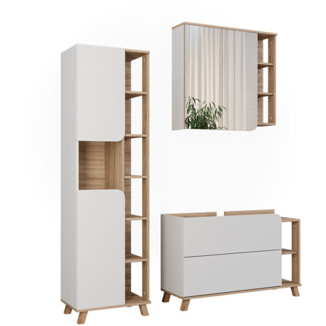 Badmöbel-Set Karen, Sonoma/Weiß, 3 Teile, Vicco