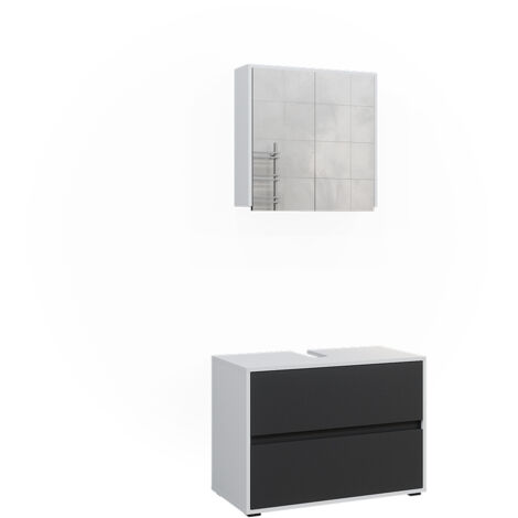 Badmöbel-Set Maltin, Weiß/Anthrazit, 2 Teile, Vicco
