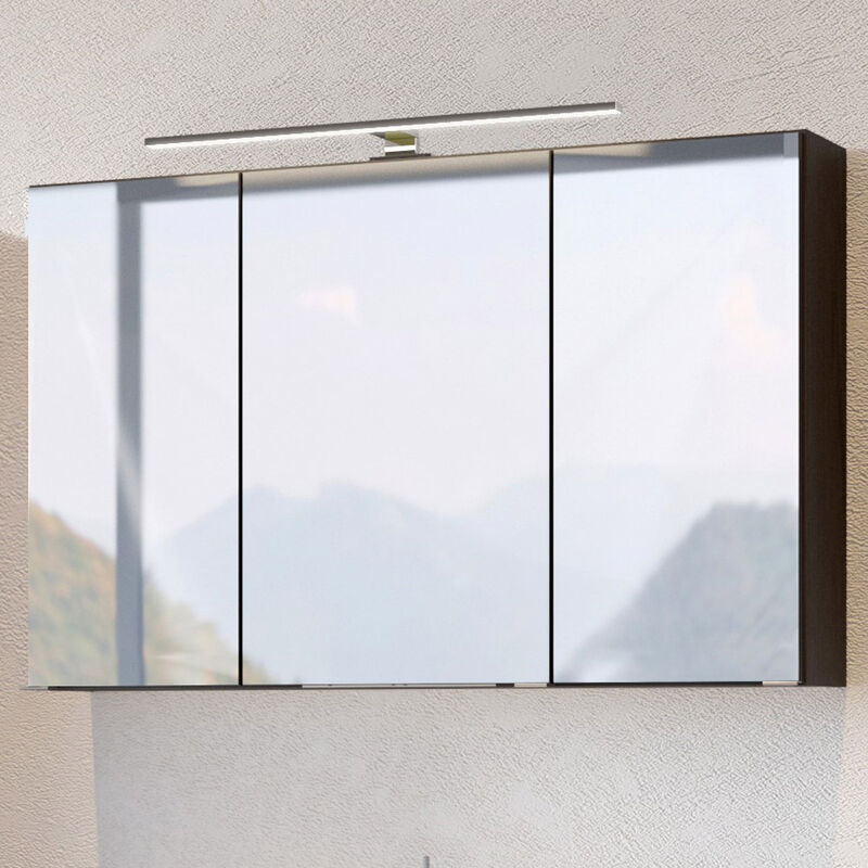 Lomadox - Badmöbel Spiegelschrank mit LED 100 cm ARLON-03 graphit BxHxT 100x64x20 cm