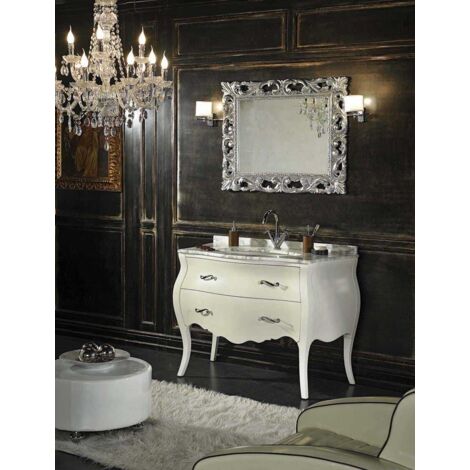 Badmöbel Stehend Im Shabby Barock-Stil In Weiss Mit Schubladen