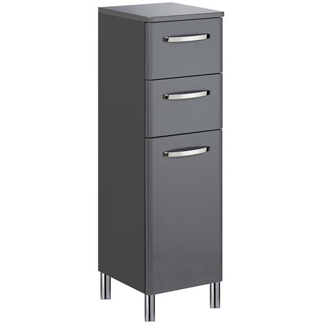 Badmöbel Unterschrank 100 cm hoch QUITO-66 in anthrazit Hochglanz, B/H/T: ca. 30/100,5/33 cm