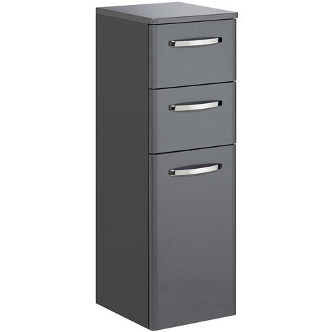 Badmöbel Unterschrank 90 cm hoch QUITO-66 in anthrazit Hochglanz, B/H/T: ca. 30/90,5/33 cm